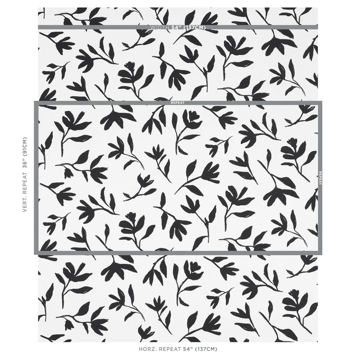 Schumacher 180011 Laurel Black fabric swatch
