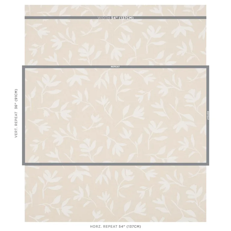 Schumacher 180012 Laurel White On Unbleached fabric swatch
