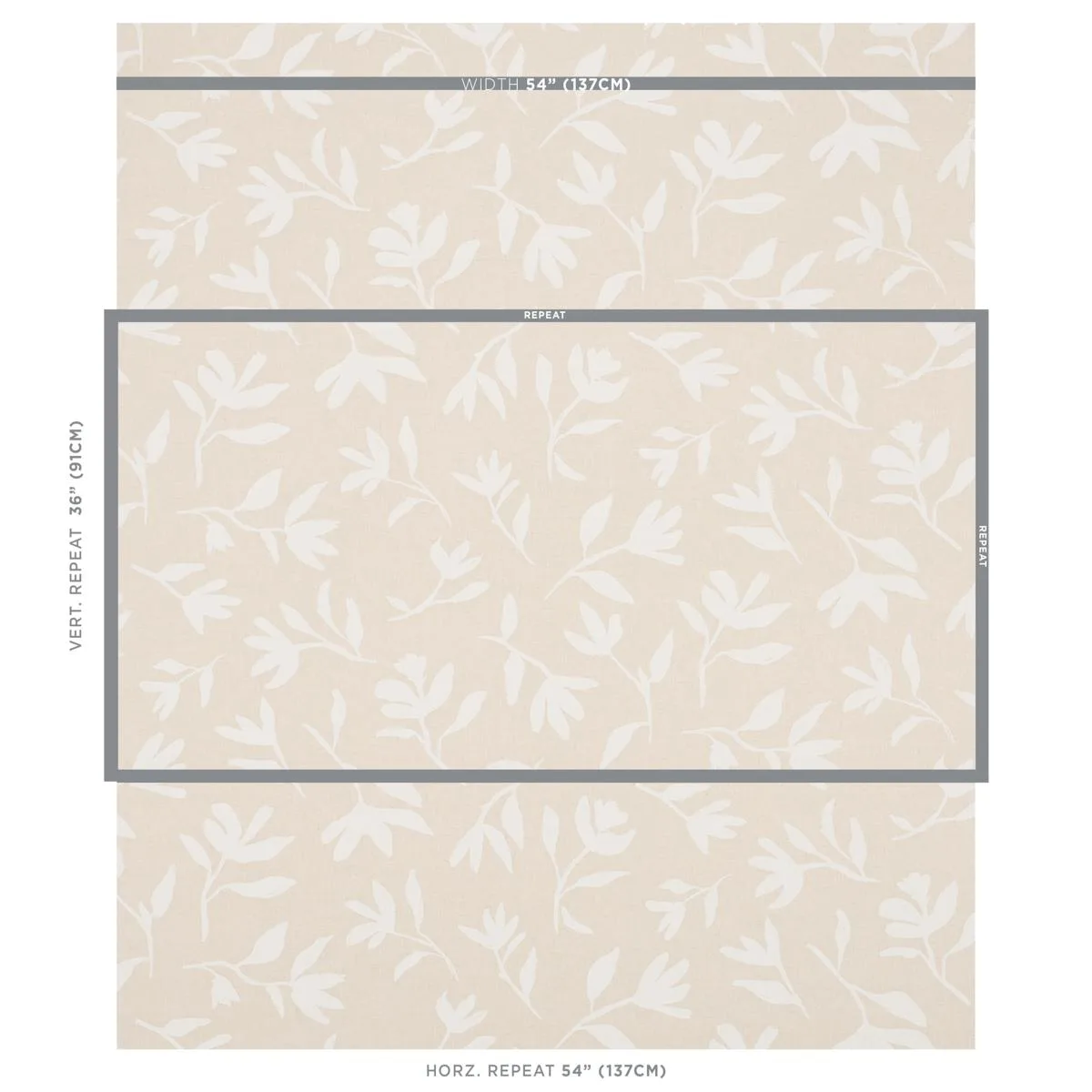 Schumacher 180012 Laurel White On Unbleached fabric swatch