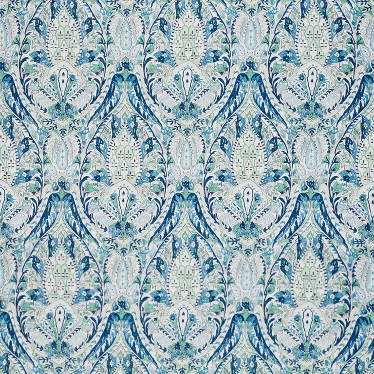 Schumacher 177671 Layla Paisley Blue & Green fabric swatch