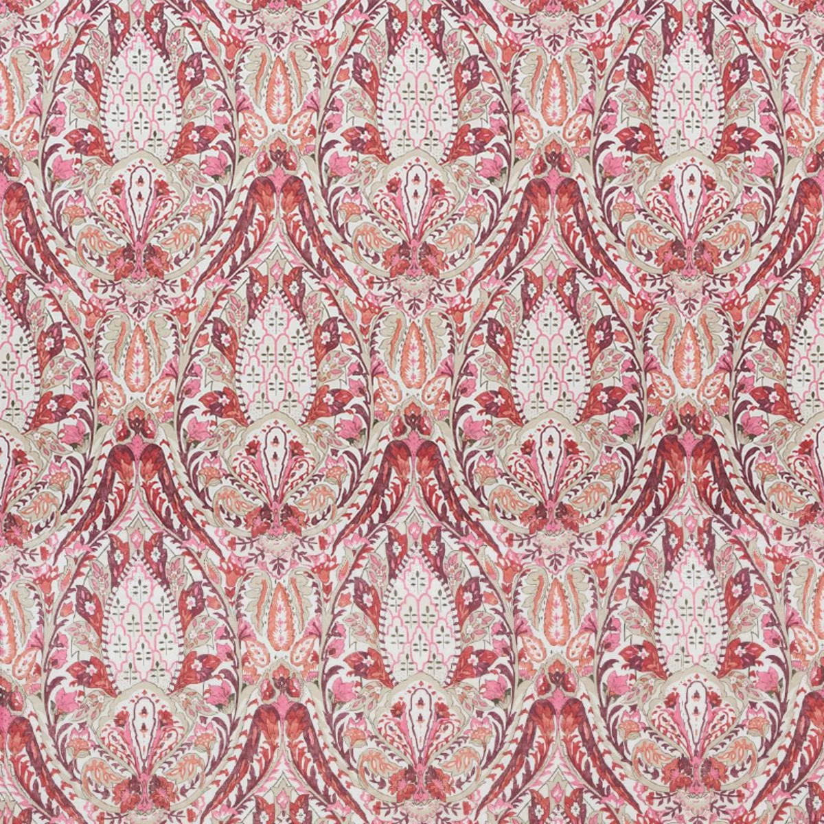Schumacher 177672 Layla Paisley Plum & Pink fabric swatch
