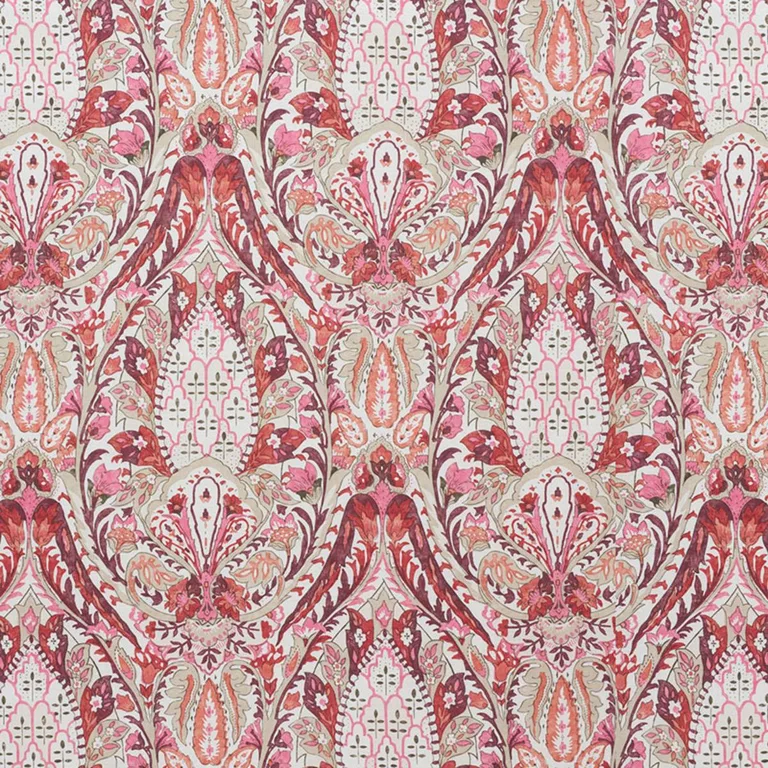 Schumacher 177672 Layla Paisley Plum & Pink fabric swatch