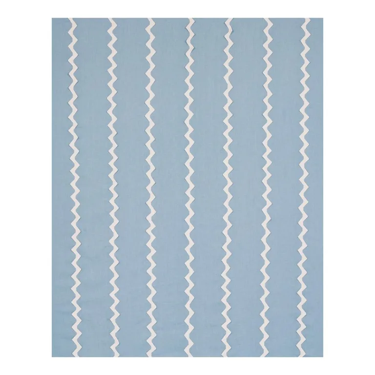 Schumacher 82222 Lazare Appliqué Ivory On Chambray fabric swatch