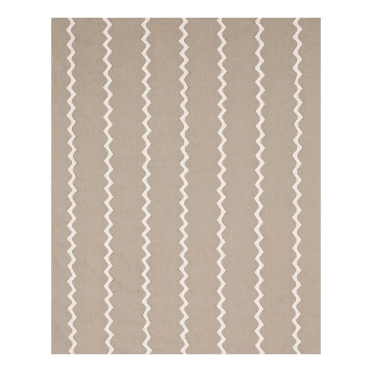Schumacher 82220 Lazare Appliqué Ivory On Natural fabric swatch
