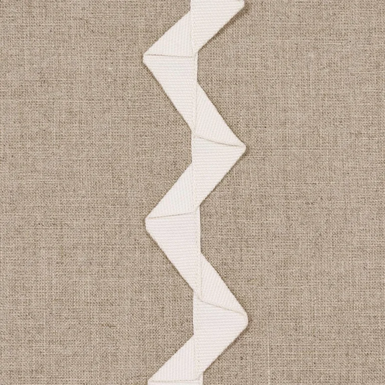 Schumacher 82220 Lazare Appliqué Ivory On Natural fabric swatch