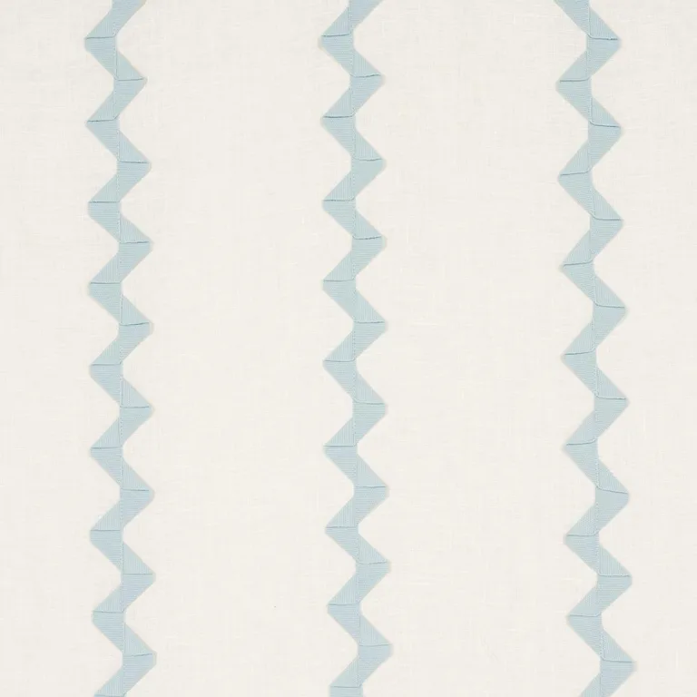 Schumacher 82221 Lazare Appliqué Sky On Ivory fabric swatch