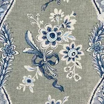 Schumacher 175982 Le Castellet Gris & Bleu fabric swatch