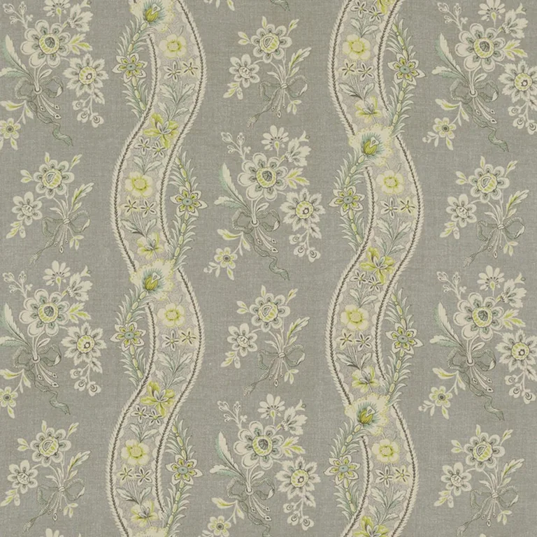 Schumacher 175981 Le Castellet Grisaille & Jonquil fabric swatch