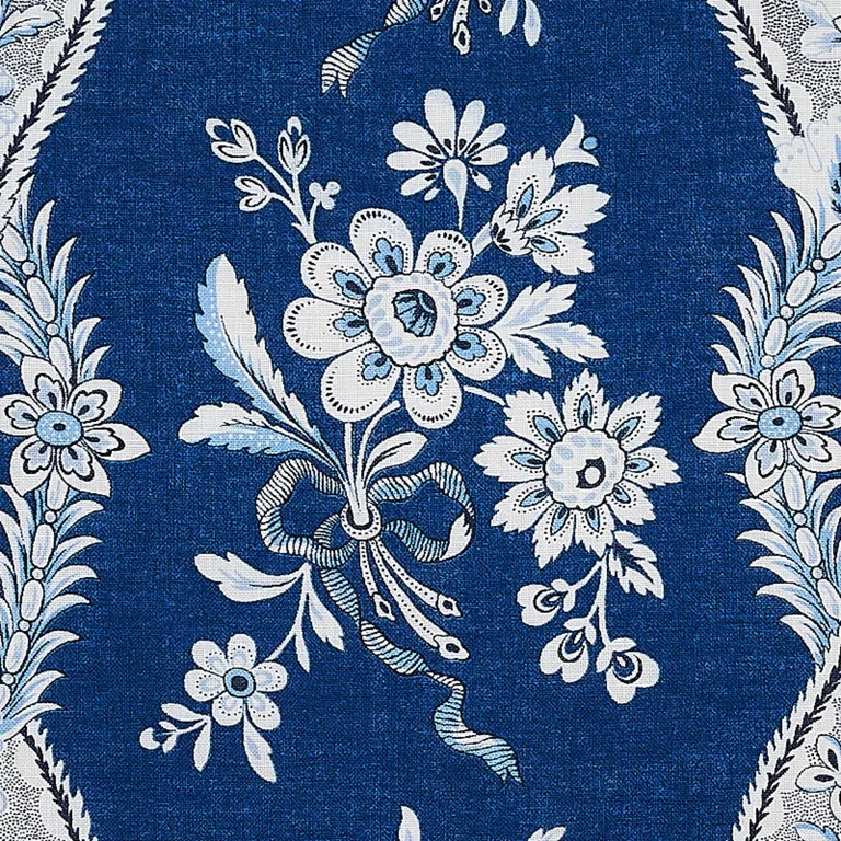 Schumacher 175984 Le Castellet Indigo fabric swatch