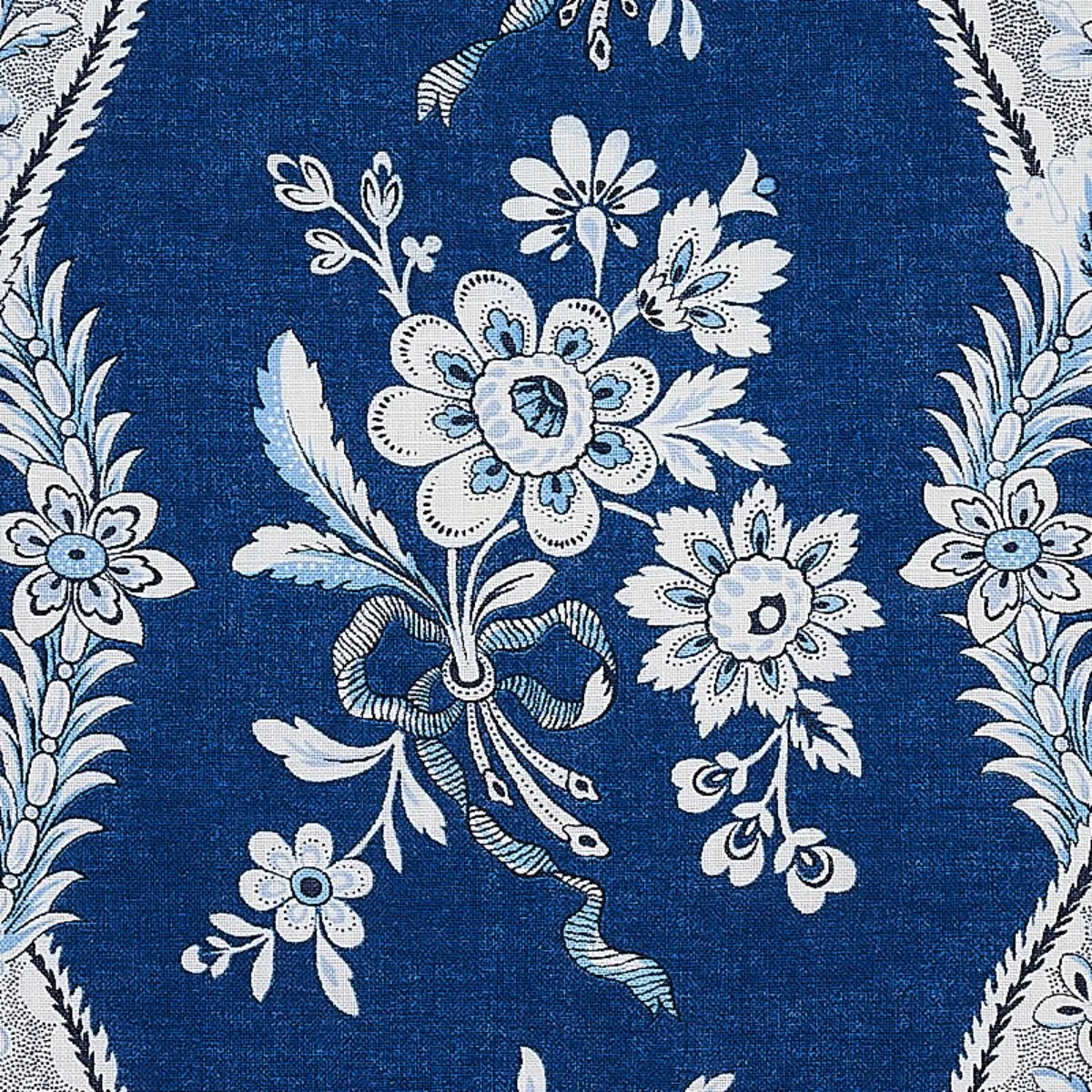 Schumacher 175984 Le Castellet Indigo fabric swatch