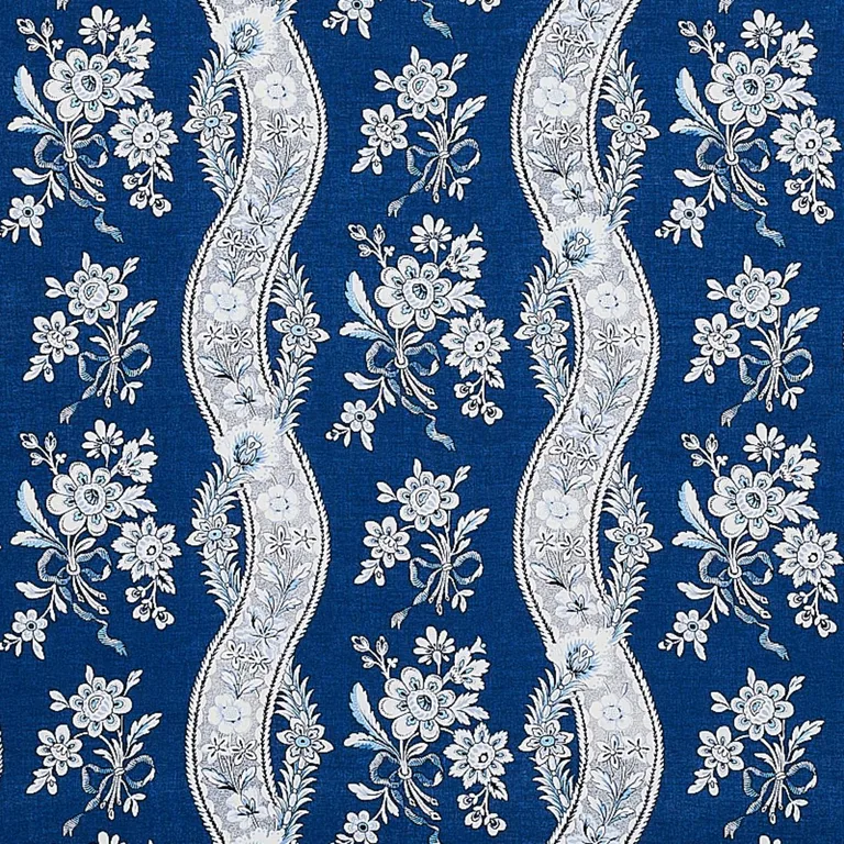 Schumacher 175984 Le Castellet Indigo fabric swatch