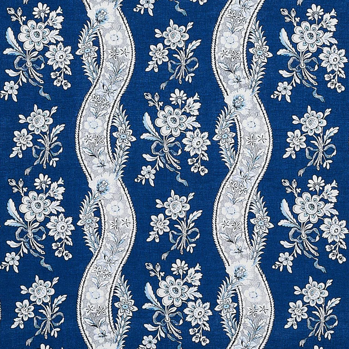Schumacher 175984 Le Castellet Indigo fabric swatch