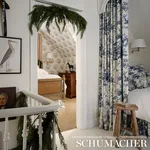 Schumacher 175271 Le Couronnement De La Rosiere Bleu fabric swatch