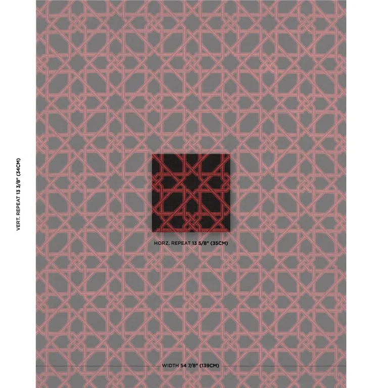 Schumacher 83222 Le Maroc éPinglé Black And Red fabric swatch