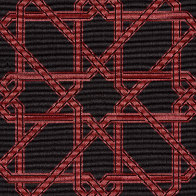 Schumacher 83222 Le Maroc éPinglé Black And Red fabric swatch