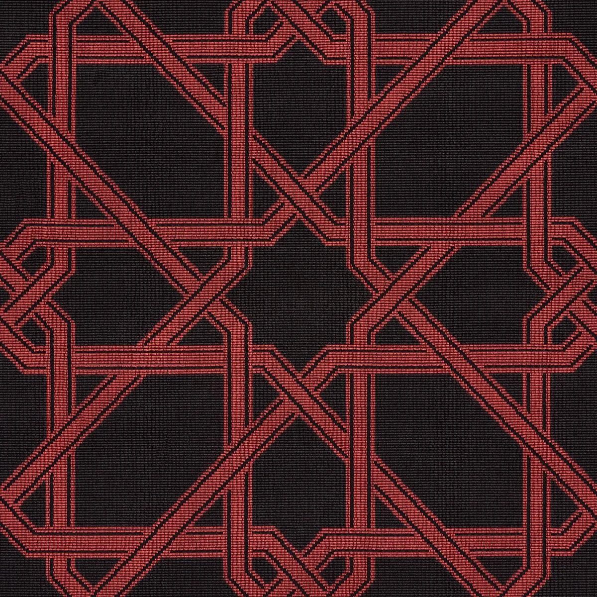 Schumacher 83222 Le Maroc éPinglé Black And Red fabric swatch