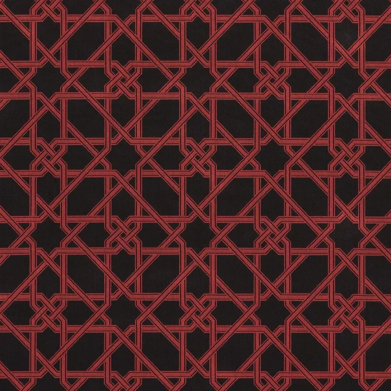 Schumacher 83222 Le Maroc éPinglé Black And Red fabric swatch