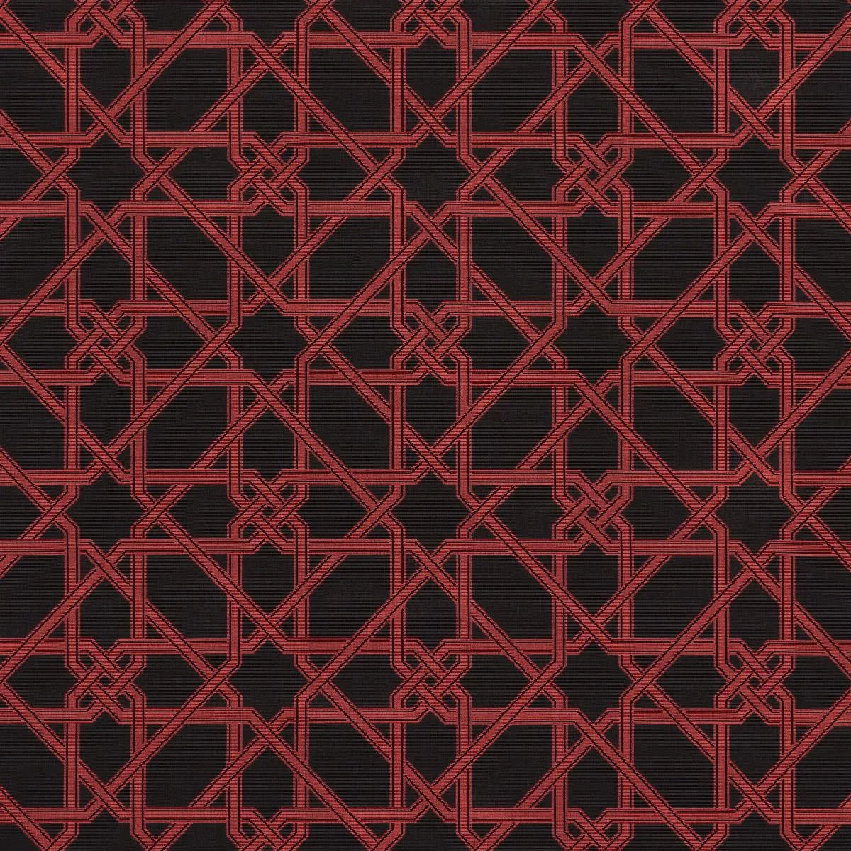Schumacher 83222 Le Maroc éPinglé Black And Red fabric swatch