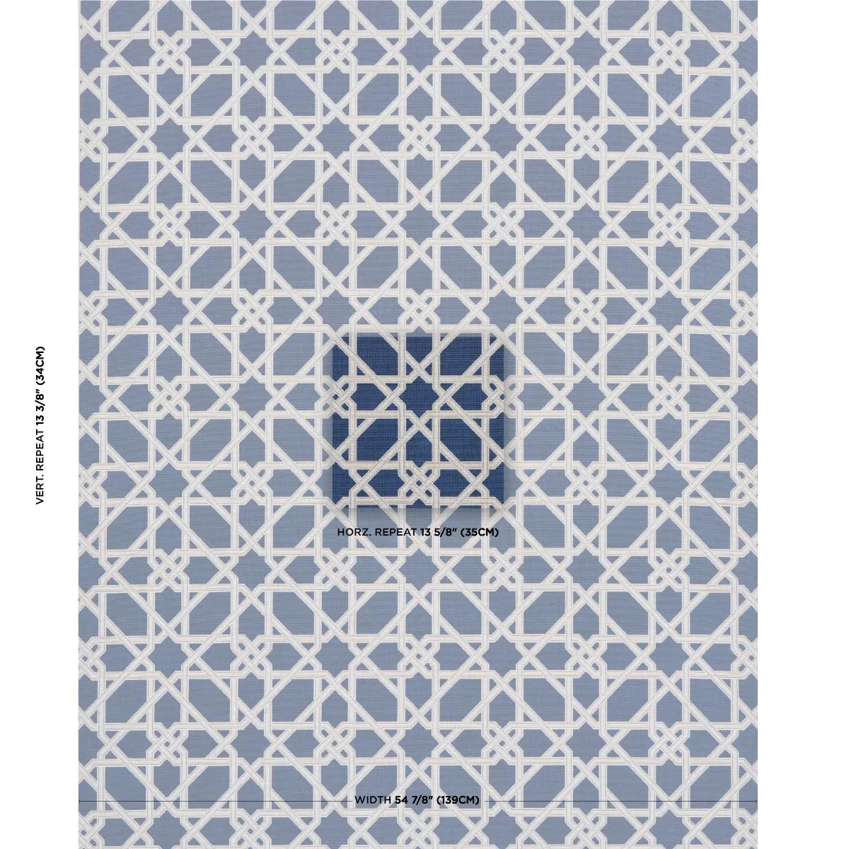 Schumacher 83220 Le Maroc éPinglé Blue fabric swatch