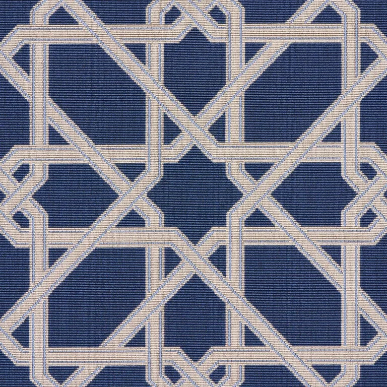 Schumacher 83220 Le Maroc éPinglé Blue fabric swatch