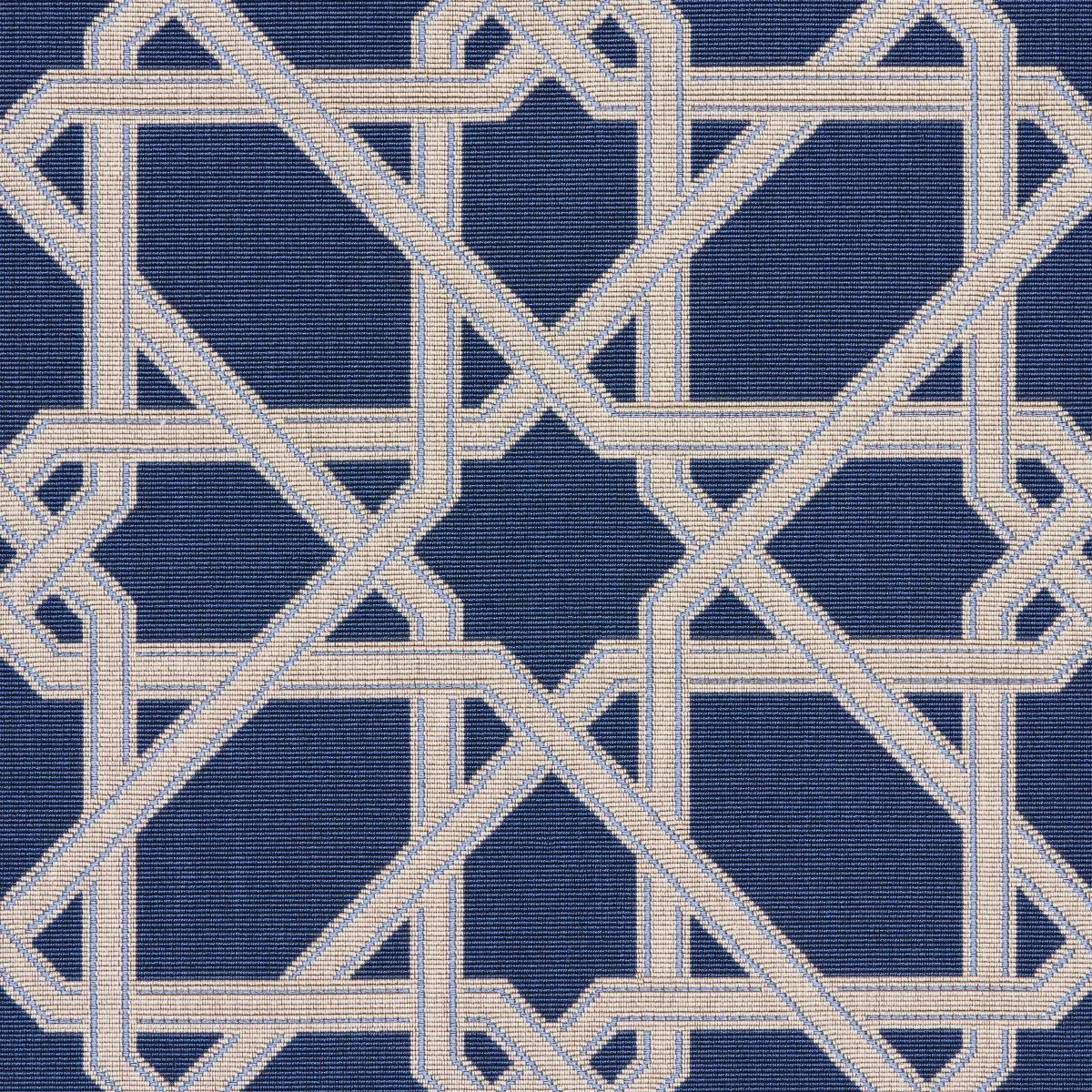 Schumacher 83220 Le Maroc éPinglé Blue fabric swatch