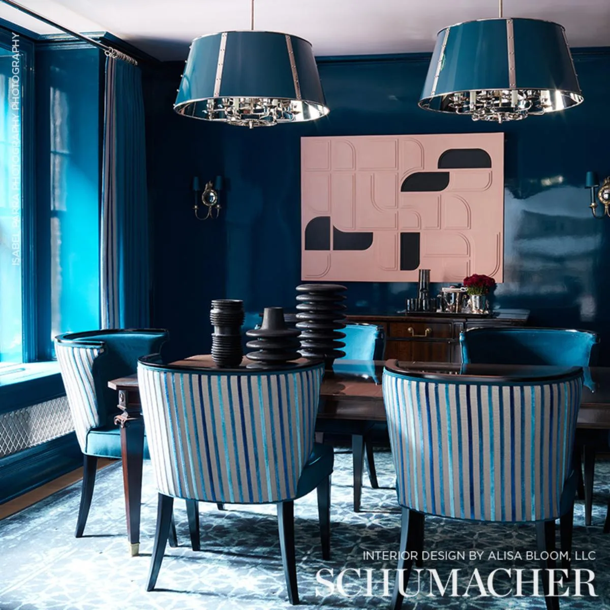 Schumacher 72290 Le Matelot Blue fabric swatch