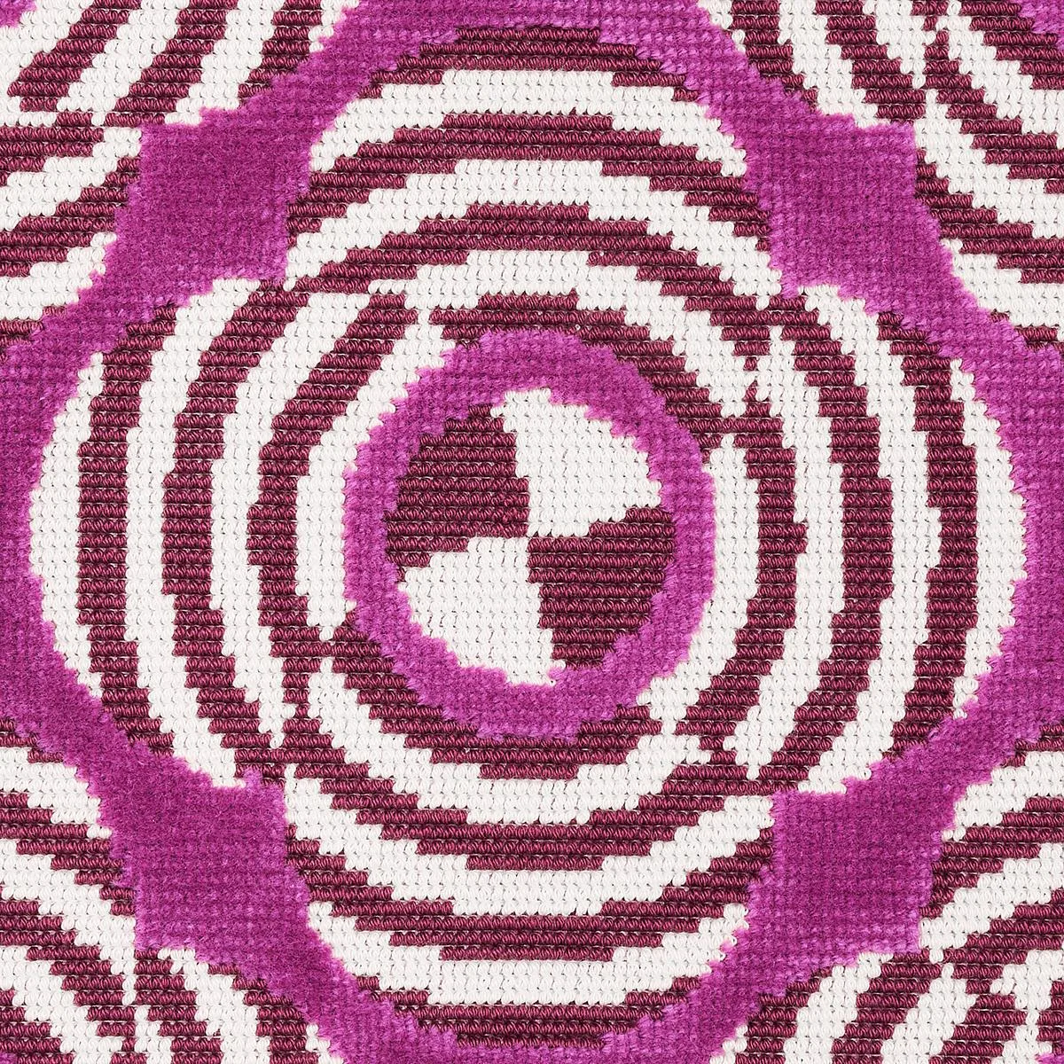 Schumacher 82262 Le Moderne Cut Velvet Magenta fabric swatch