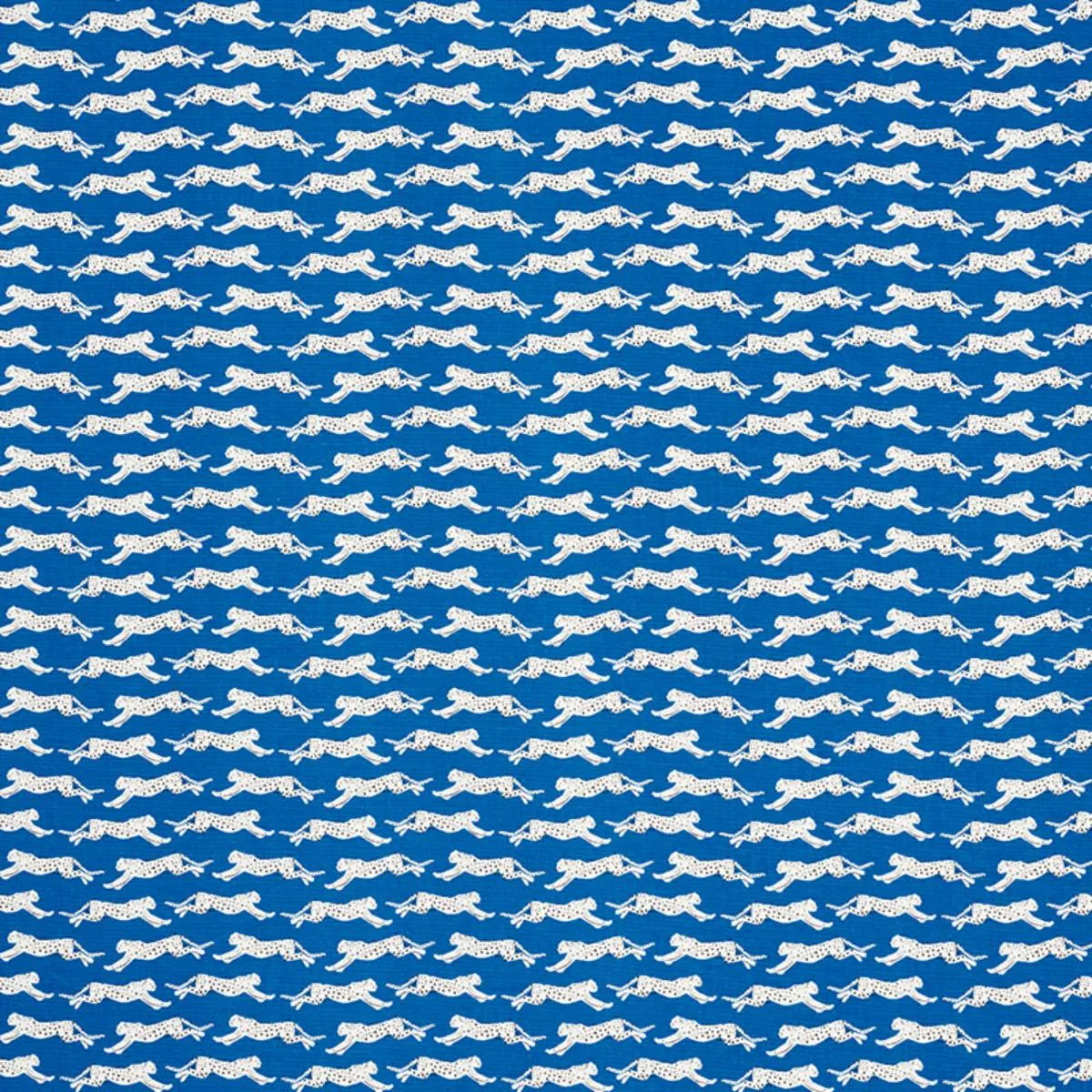Schumacher 177742 Leaping Leopards Blue fabric swatch
