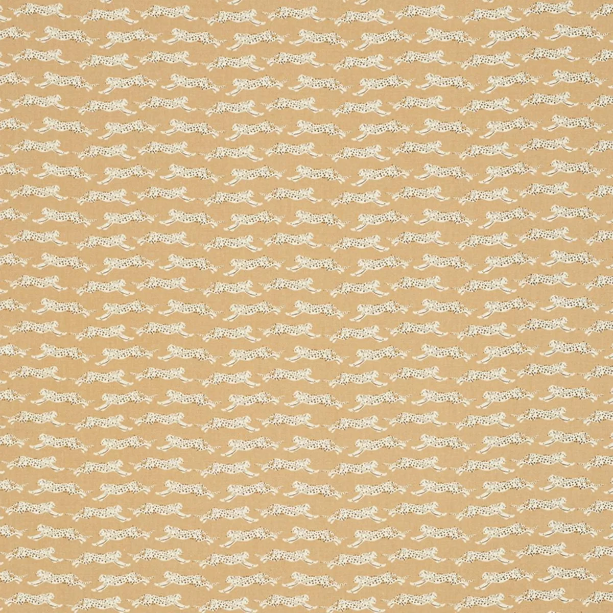 Schumacher 177741 Leaping Leopards Sand fabric swatch
