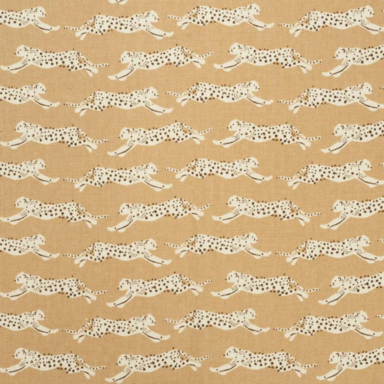 Schumacher 177741 Leaping Leopards Sand fabric swatch