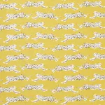 Schumacher 177740 Leaping Leopards Yellow fabric swatch