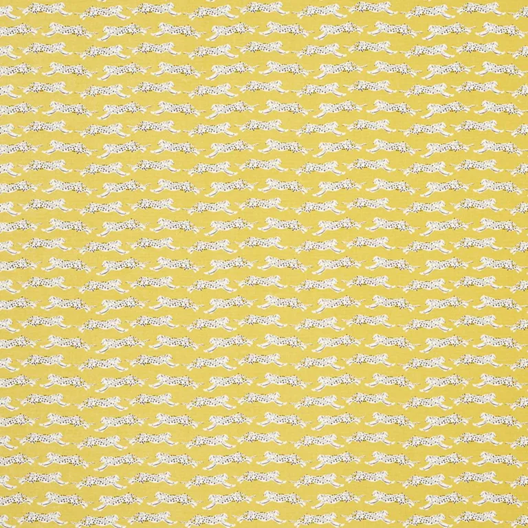 Schumacher 177740 Leaping Leopards Yellow fabric swatch