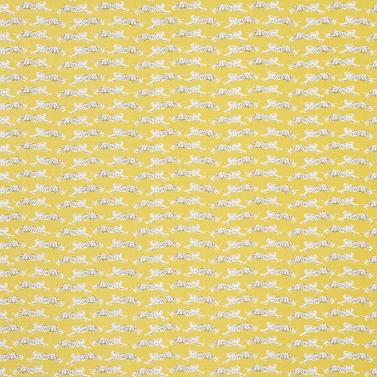 Schumacher 177740 Leaping Leopards Yellow fabric swatch
