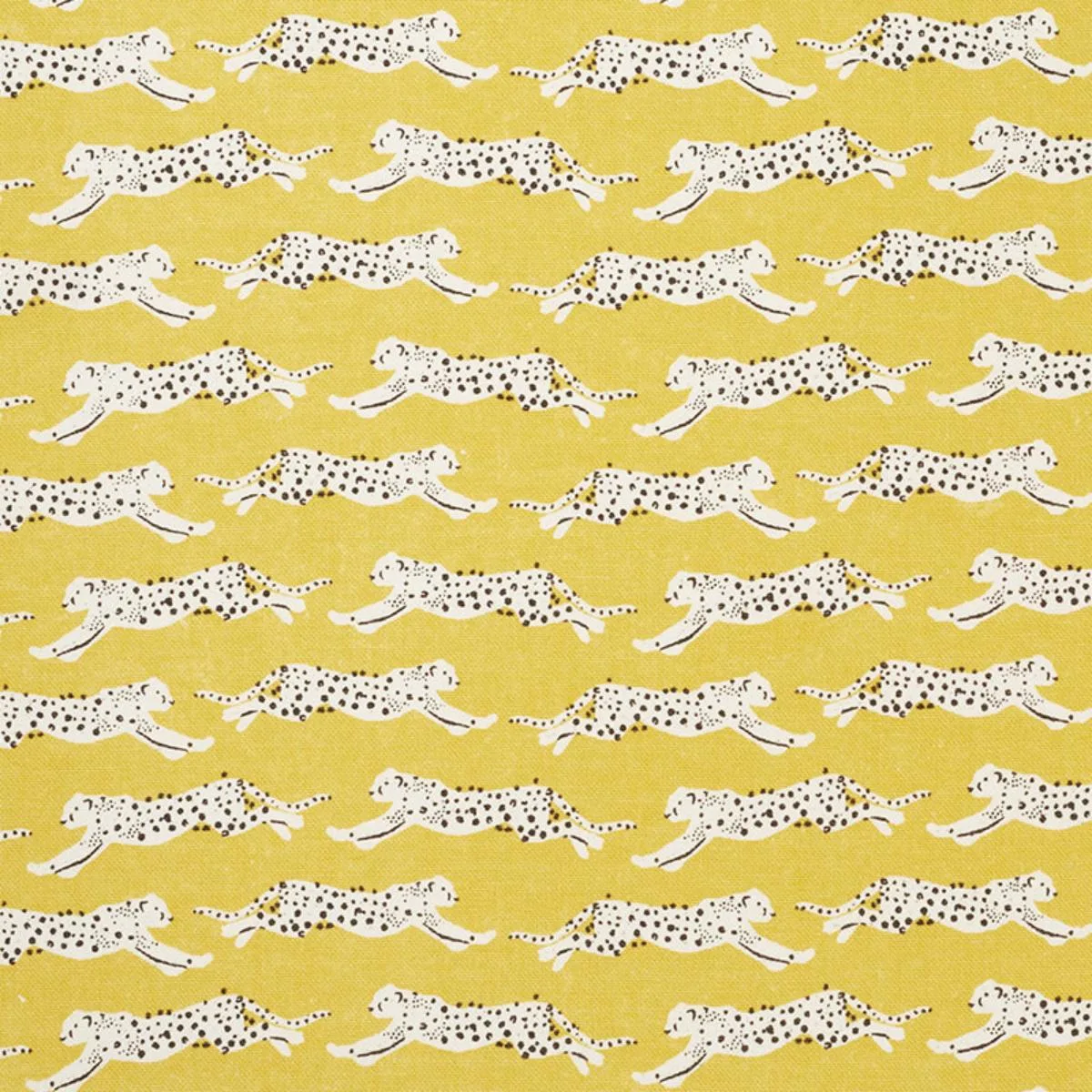 Schumacher 177740 Leaping Leopards Yellow fabric swatch