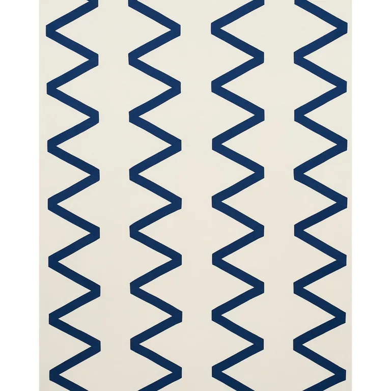 Schumacher 69695 Legere Linen Silk Appliqué Cobalt On Ivory fabric swatch