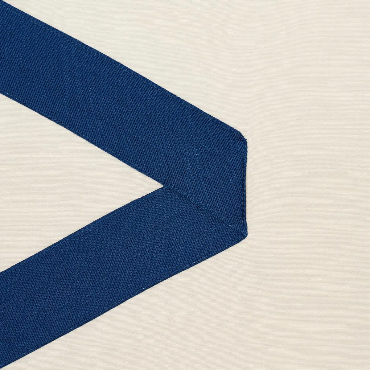 Schumacher 69695 Legere Linen Silk Appliqué Cobalt On Ivory fabric swatch