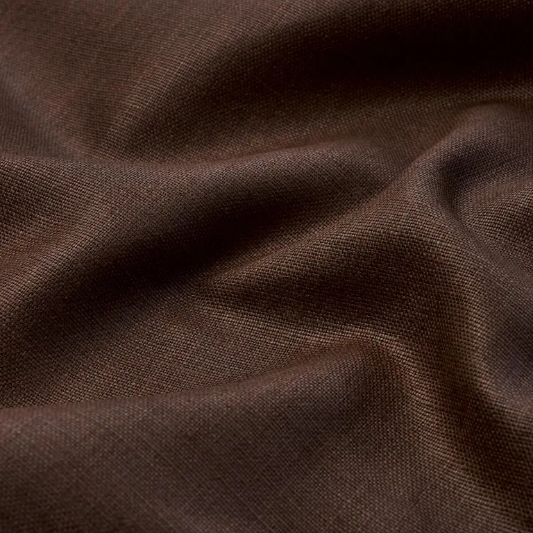 Schumacher 84968 Leo Glazed Linen Chocolate fabric swatch
