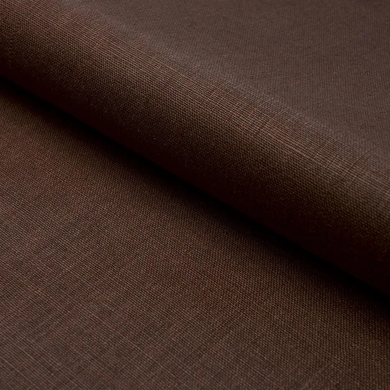 Schumacher 84968 Leo Glazed Linen Chocolate fabric swatch