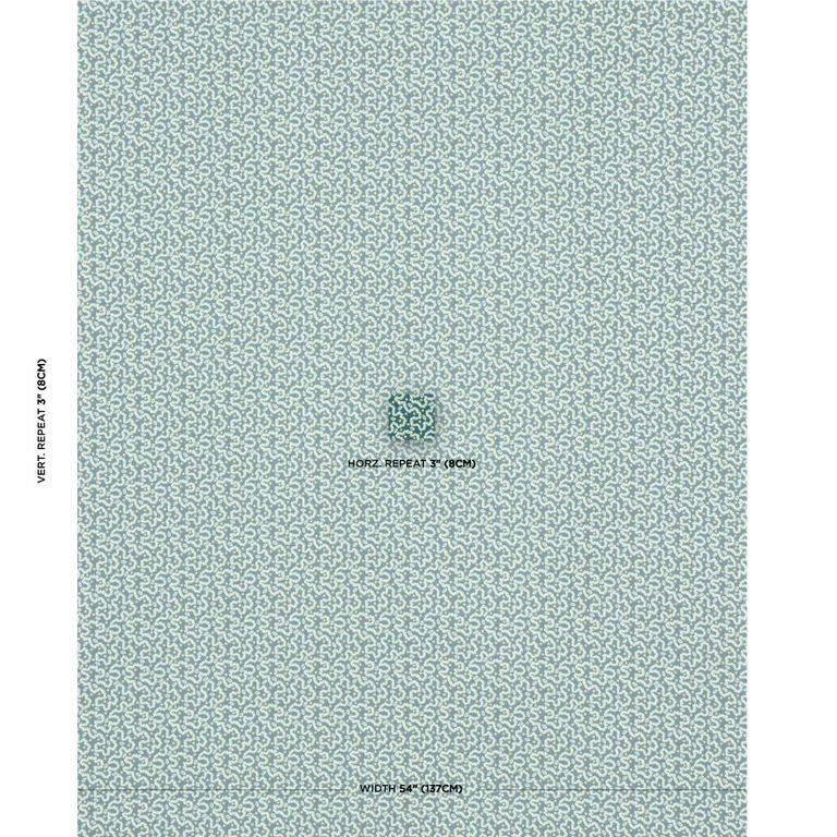 Schumacher 181721 Leonie Vermicelli Teal fabric swatch