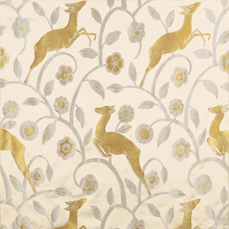 Schumacher 68911 Les Gazelles Au Bois Ecru fabric swatch