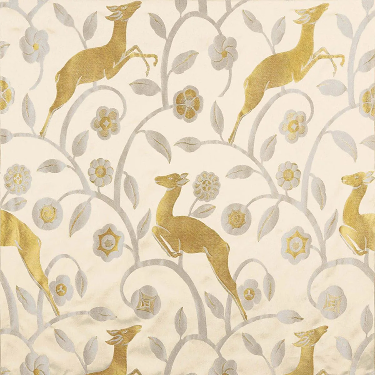 Schumacher 68911 Les Gazelles Au Bois Ecru fabric swatch
