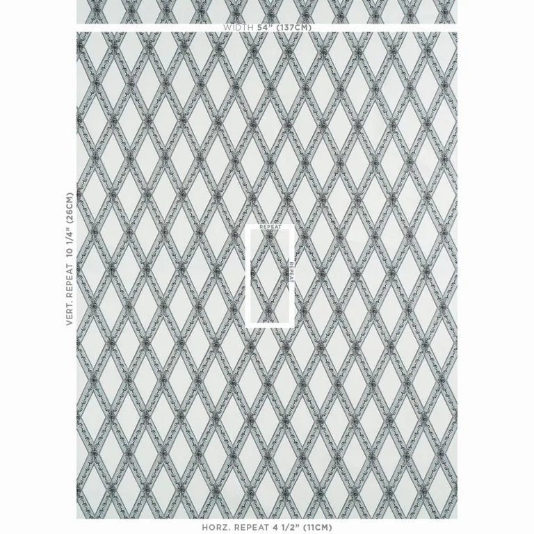 Schumacher 179461 Les Losanges Toile Carbon fabric swatch