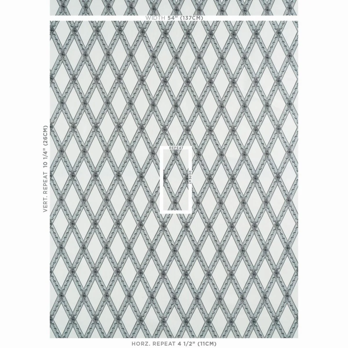 Schumacher 179461 Les Losanges Toile Carbon fabric swatch