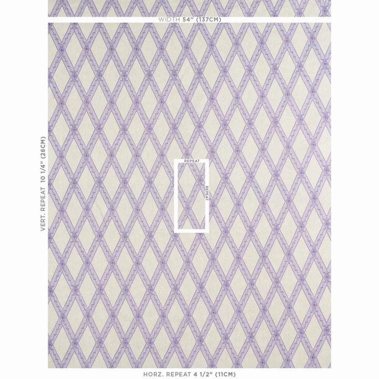 Schumacher 179462 Les Losanges Toile Iris fabric swatch
