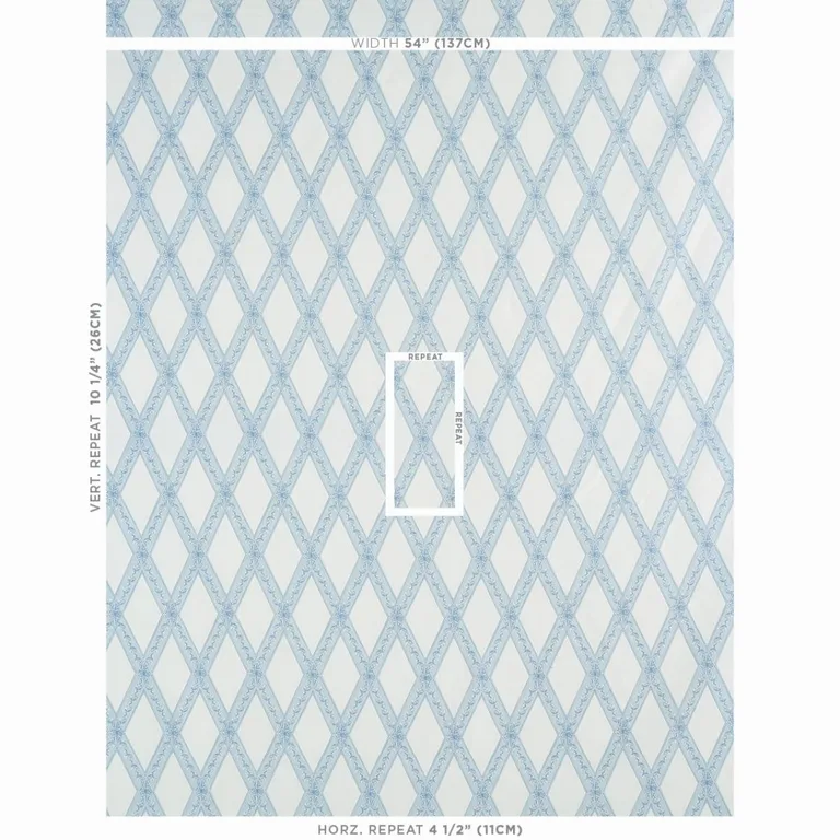 Schumacher 179460 Les Losanges Toile Sky fabric swatch