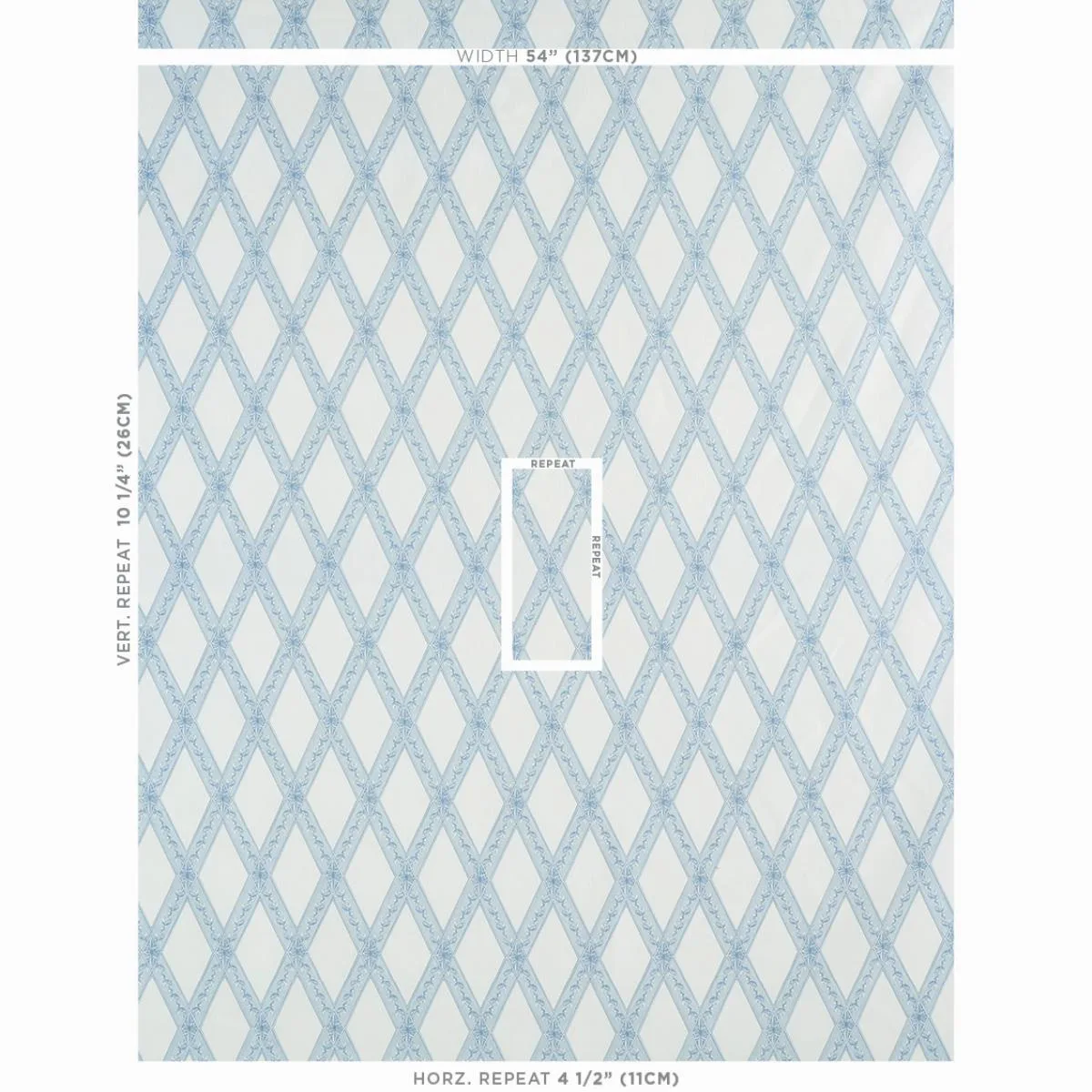 Schumacher 179460 Les Losanges Toile Sky fabric swatch