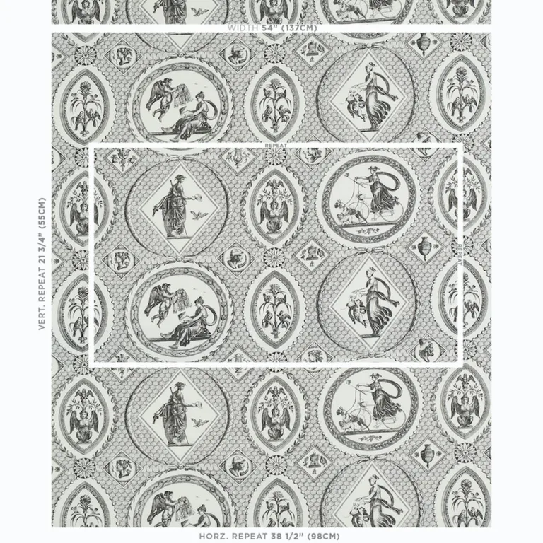 Schumacher 179561 Les Scenes Contemporaines Black fabric swatch