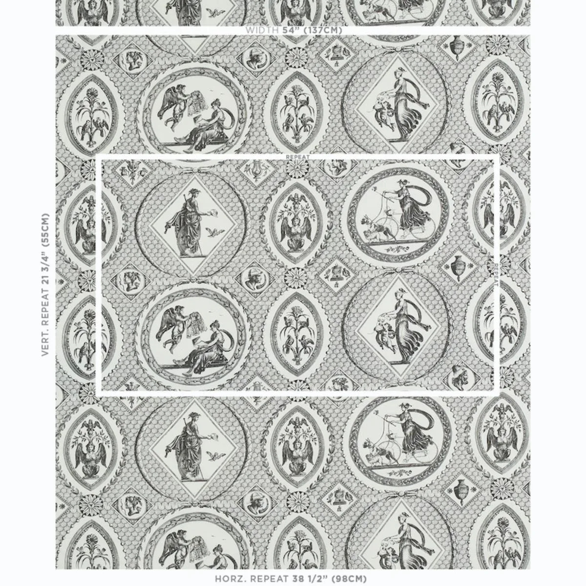 Schumacher 179561 Les Scenes Contemporaines Black fabric swatch