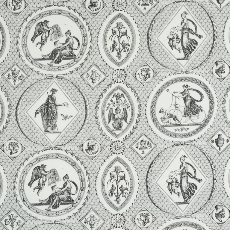 Schumacher 179561 Les Scenes Contemporaines Black fabric swatch