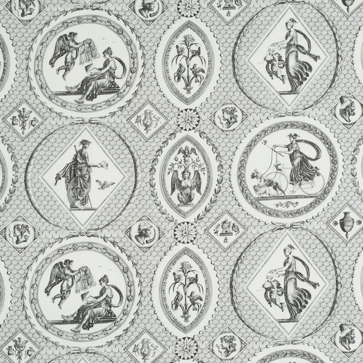 Schumacher 179561 Les Scenes Contemporaines Black fabric swatch